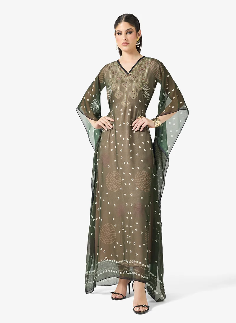 Modern Bandhani Print Kaftan