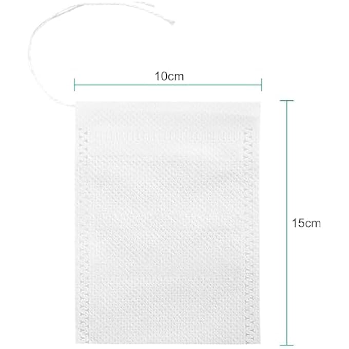 بوليفياز أكياس فلتر شاي فارغة للاستخدام مرة واحدة، أكياس شاي كبيرة، أكياس فلتر قهوة باردة، 200 قطعة، 10×15 سم، أكياس شبكية بدون فوضى مع رباط للقهوة المركزة والأعشاب والأوراق السائبة - Image 5