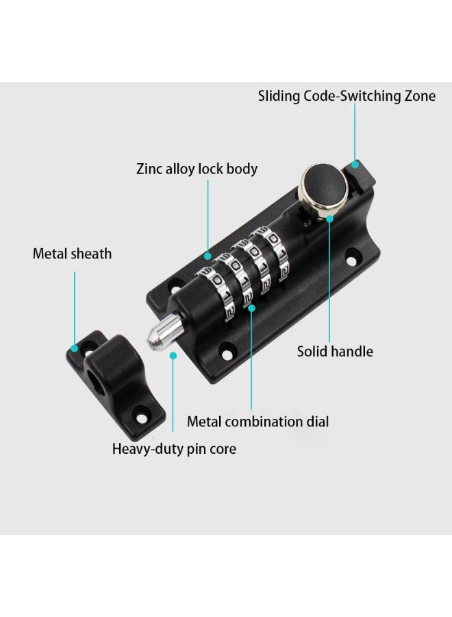 قفل انزلاقي رقمي بأربعة أرقام بدون مفتاح – قفل أمان قوي من سبيكة الزنك للأبواب، البوابات، الخزائن والمستودعات - Image 4