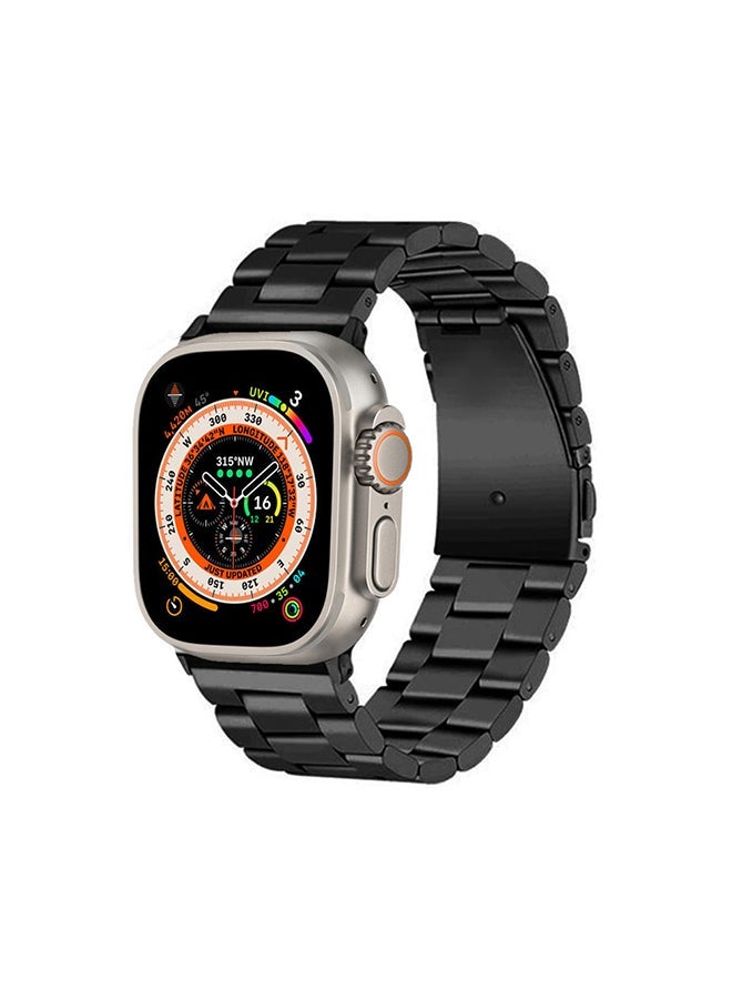 NIBEMINENT Stainless Steel Band for Apple Watch 49mm 45mm 44mm 42mm Compatible with iWatch Strap Series Ultra/8/7/6/5/4/3/2/1/SE/SE2 Black - Image 1