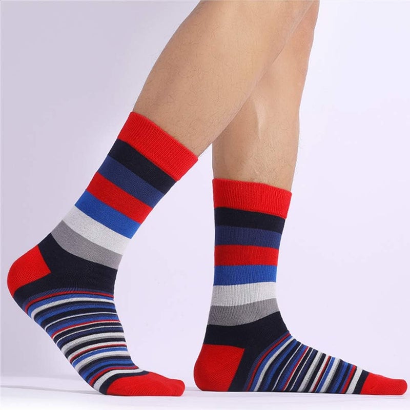 TOEJYJ Mens Fun Dress Socks, Pattern Funny Casual Socks Pack, Colorful Striped Cotton Novelty Socks Size 10-13 - Image 3