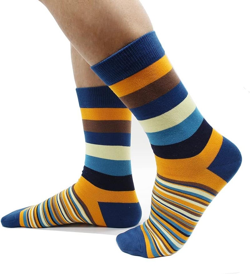 TOEJYJ Mens Fun Dress Socks, Pattern Funny Casual Socks Pack, Colorful Striped Cotton Novelty Socks Size 10-13 - Image 5