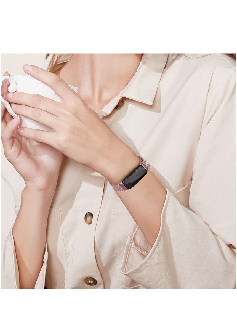 Metal Band Compatible with Fitbit Inspire 3 Bands Women Men Stainless Steel Mesh Loop Adjustable Wristband Replacement Strap for Fitbit Inspire 3 Fitness Tracker (Rose Pink) - Image 4