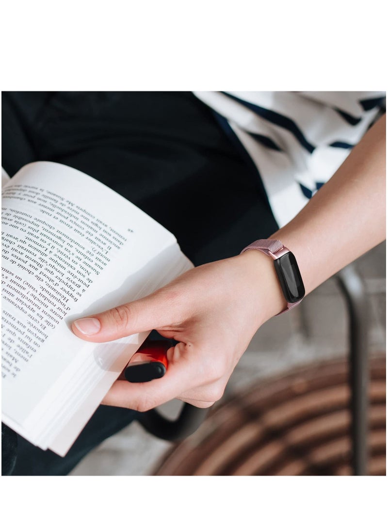 Metal Band Compatible with Fitbit Inspire 3 Bands Women Men Stainless Steel Mesh Loop Adjustable Wristband Replacement Strap for Fitbit Inspire 3 Fitness Tracker (Rose Pink) - Image 5