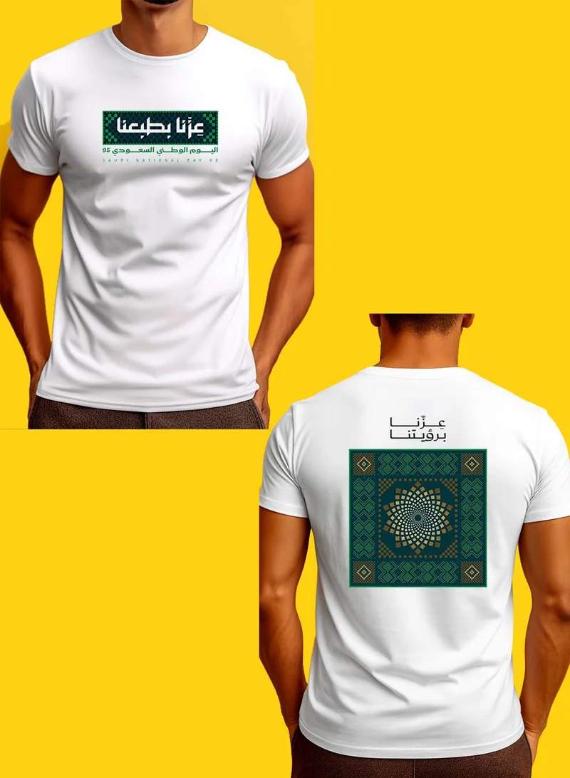 LOWHA Cotton T-Shirt for Saudi National Day with Celebration Phrase Printed on Both Sides