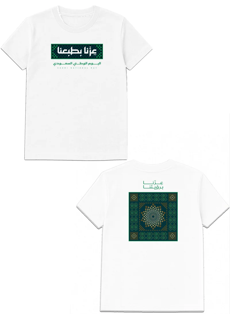 Lowha Cotton T-Shirt for Men & Women with Saudi National Day Celebration Design Printed on Both Sides