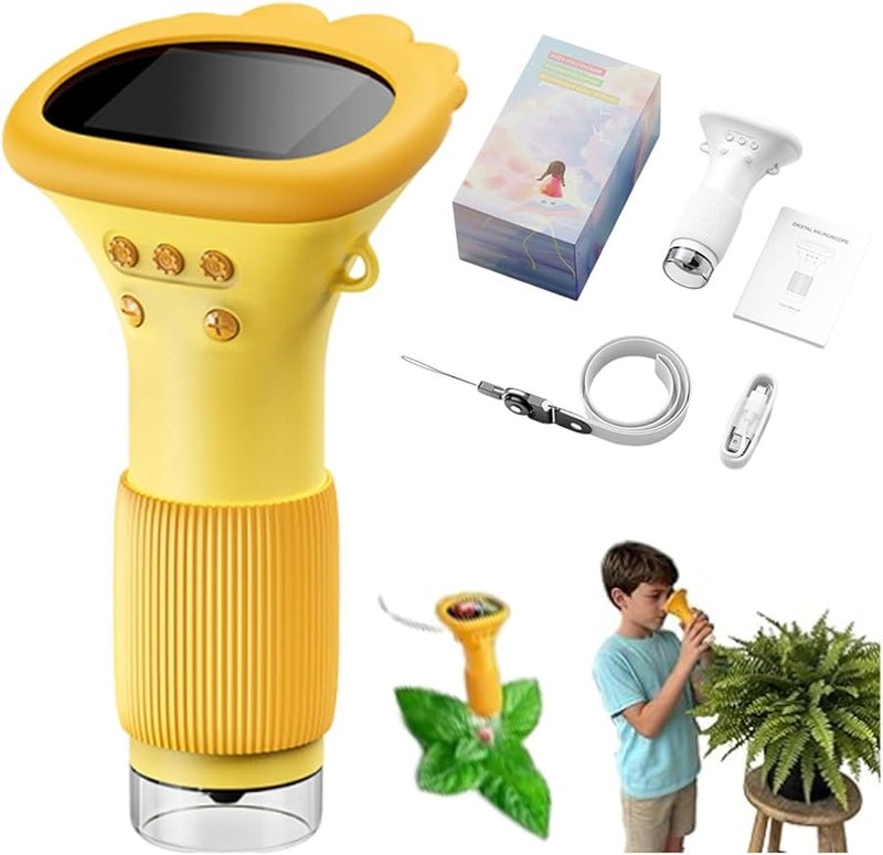 Kids Digital Microscope 1000X Magnification With 2 Inch Screen Portable Yellow Science Toy - Image 2