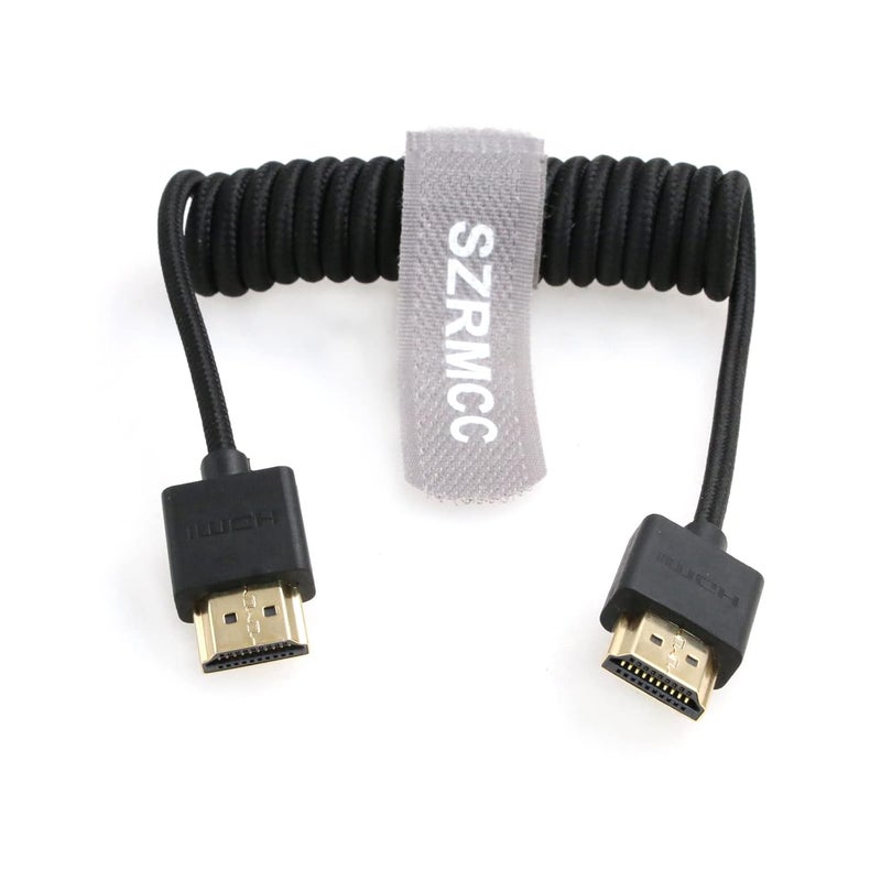 اس زد ار ام سي سي كابل 8K HDMI، 11.8 بوصة/30 سم ملفوف، مضفر أسود، ذكر إلى ذكر، عالي السرعة، 18 جيجابت/ثانية، 600 ميجاهرتز، معتمد CE، للكاميرا وال��اشة - Image 1
