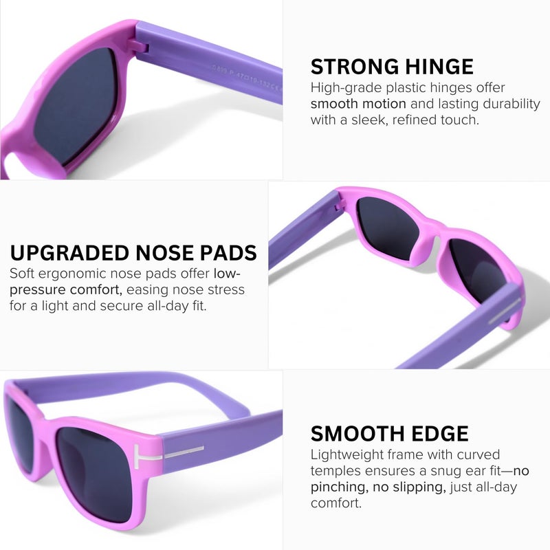 AMOUR نظارات شمسية قطبية أنيقة للأطفال للجنسين مع عدسات حماية من الأشعة فوق البنفسجية، مناسبة للأعمار من 4 إلى 7 سنوات | 1 نظارة شمسية، 1 علبة، 1 قطعة قماش تنظيف - Image 3