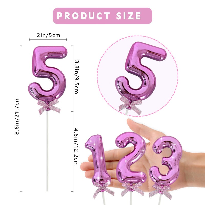بيشيدا Beishida 3d Cake Topper Hot Pink 5 أرقام عيد ميلاد سعيد Topper 15th 30th 40th Cake Cake Toppers for Party Wedding Anniversary Decorations - Image 2