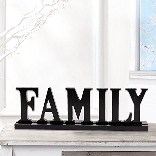 Attraction Design Rustic Wood Family Sign for Home Decor, Decorative Wooden Cutout Word Freestanding Family Tabletop Decor 16.5" X 5" Black Block Letters Sign Mantel Fireplace Decoration - Image 4