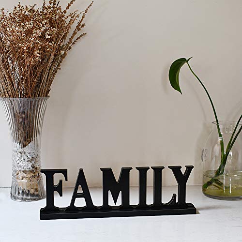Attraction Design Rustic Wood Family Sign for Home Decor, Decorative Wooden Cutout Word Freestanding Family Tabletop Decor 16.5" X 5" Black Block Letters Sign Mantel Fireplace Decoration - Image 5