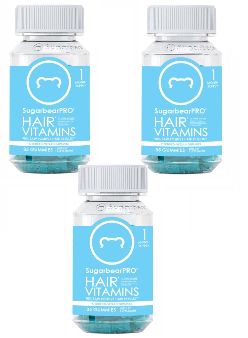 SugarbearPRO 35-Gummies Hair Vegan Vitamin Gummies - 3 Month Supply Pack Of 3 - Image 1