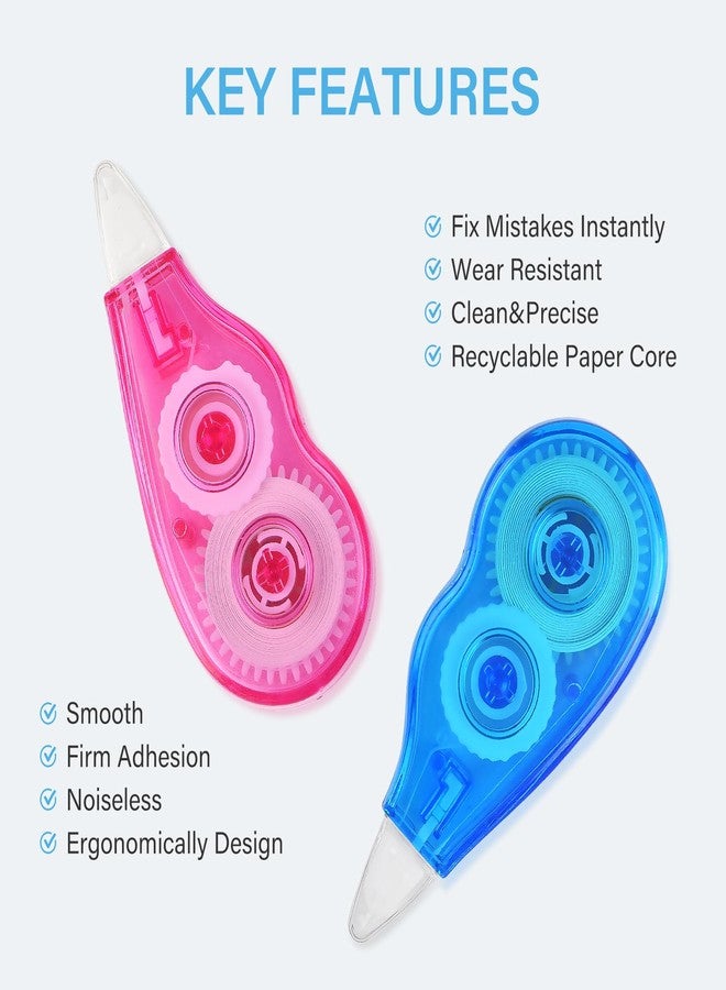 WISOPTUS 8-Count Pack Correction Tape, 13.12ft, Easy to Use Mini Correction Tape, Dry Instant Tear-Resistant and Silent, School Office Supplies, Multicolor - Image 2