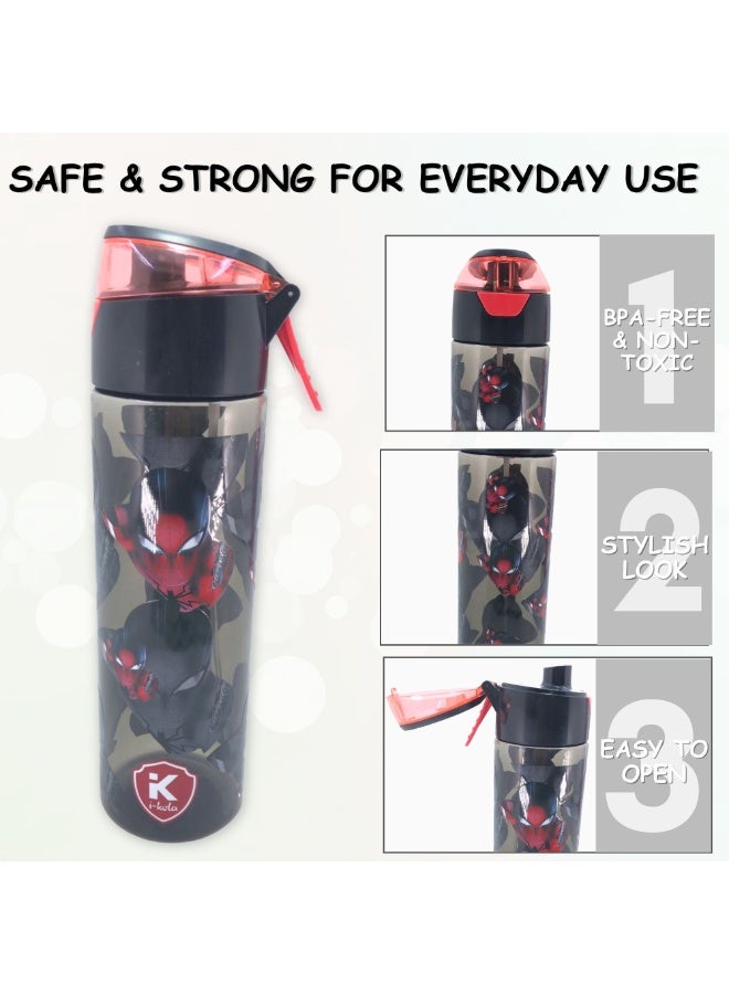 i-kola SPI DE BLACK 750 ML Kids Water Bottle for School | BPA-Free Plastic Water Bottle for Boys & Girls | Leakproof, Unbreakable, Easy to Drink, Quick Open Lock (TS-9214 B 5) - Image 3