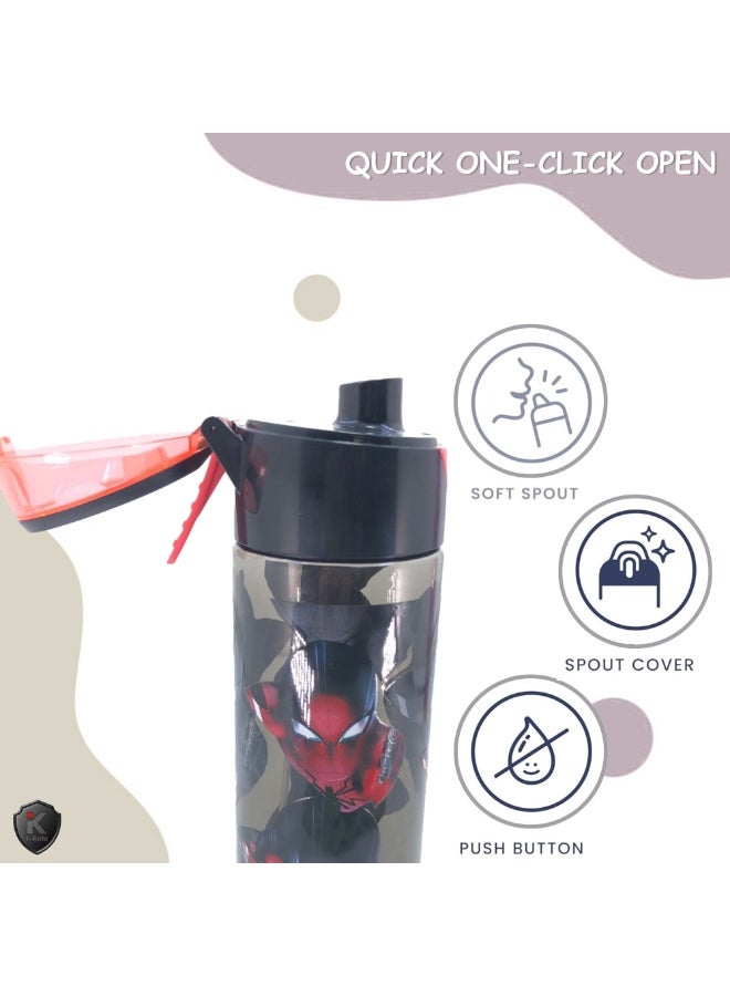 i-kola SPI DE BLACK 750 ML Kids Water Bottle for School | BPA-Free Plastic Water Bottle for Boys & Girls | Leakproof, Unbreakable, Easy to Drink, Quick Open Lock (TS-9214 B 5) - Image 5