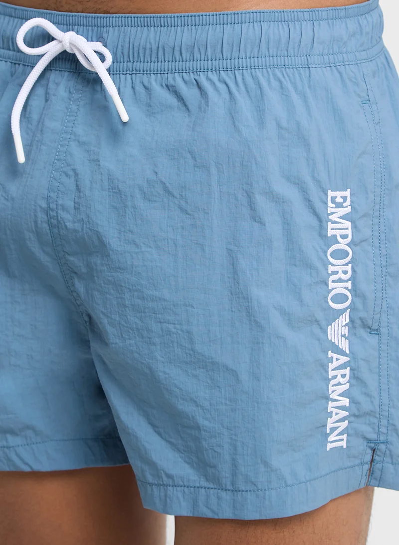 امبوريو ارماني Beachwear Logo  Drawstring Shorts