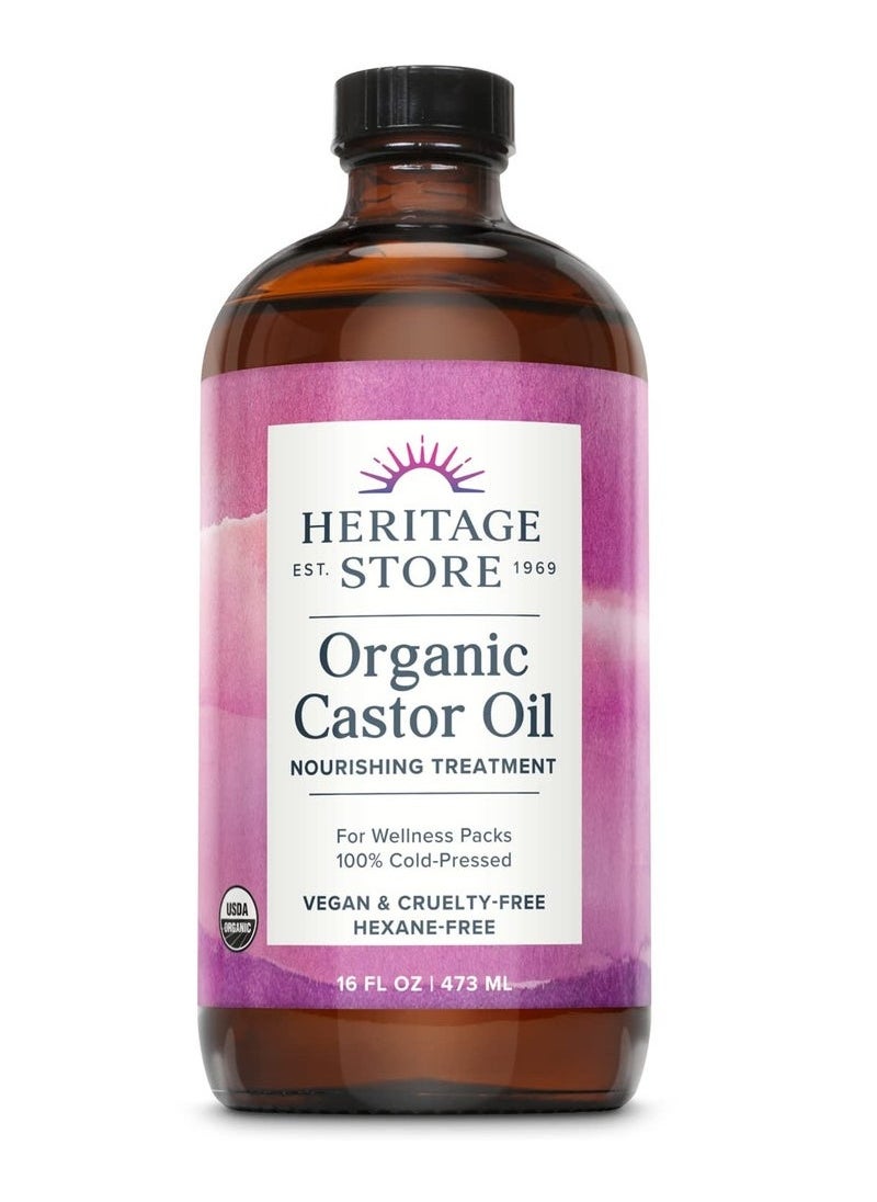Heritage Store Heritage Store Organic Castor Oil, Cold Pressed 16 Fl.Oz 473ml  - Image 1