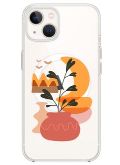 Magnetic Case for iPhone 14 Plus 6.7-inch Compatible with MagSafe Wireless Charging, Shockproof Phone Bumper Cover Vase in moonlight
