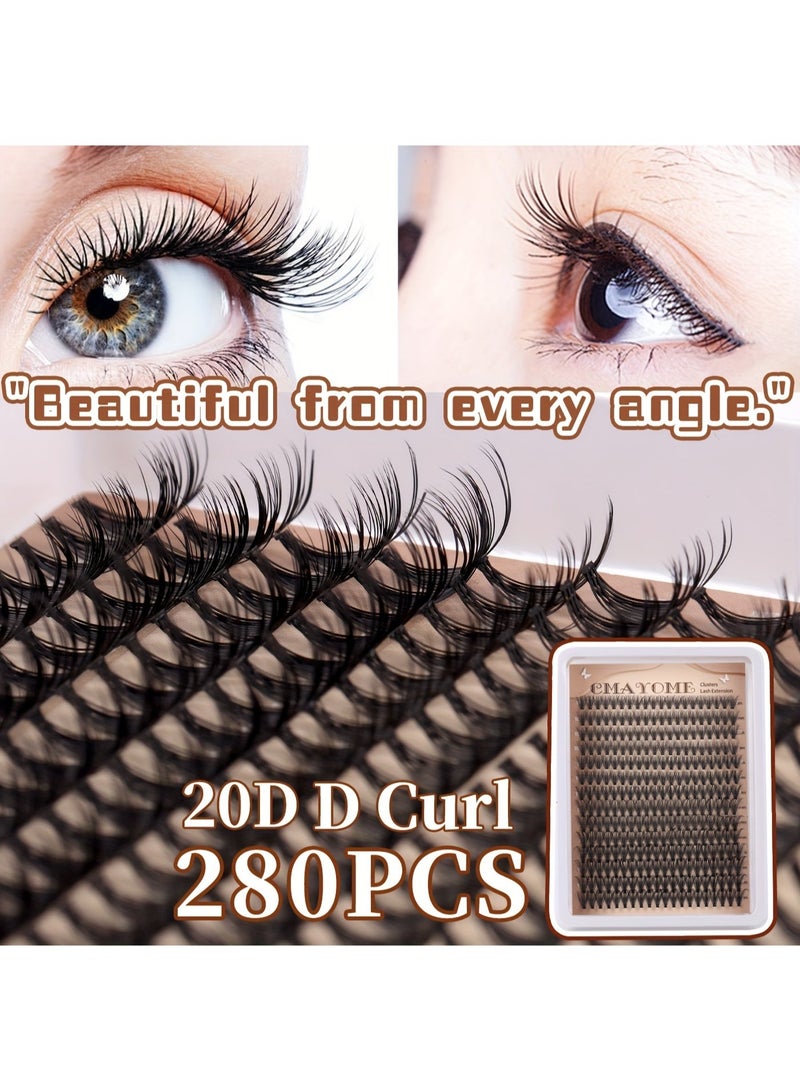 كمايو طقم رموش صناعية 280 عنقوداً بتصميم 20D وتقوس D، أطوال مختلطة 8-18 مم، رموش فردية طبيعية بأسلوب الدمية قابلة لإعادة الاستخدام للمبتدئات - Image 2