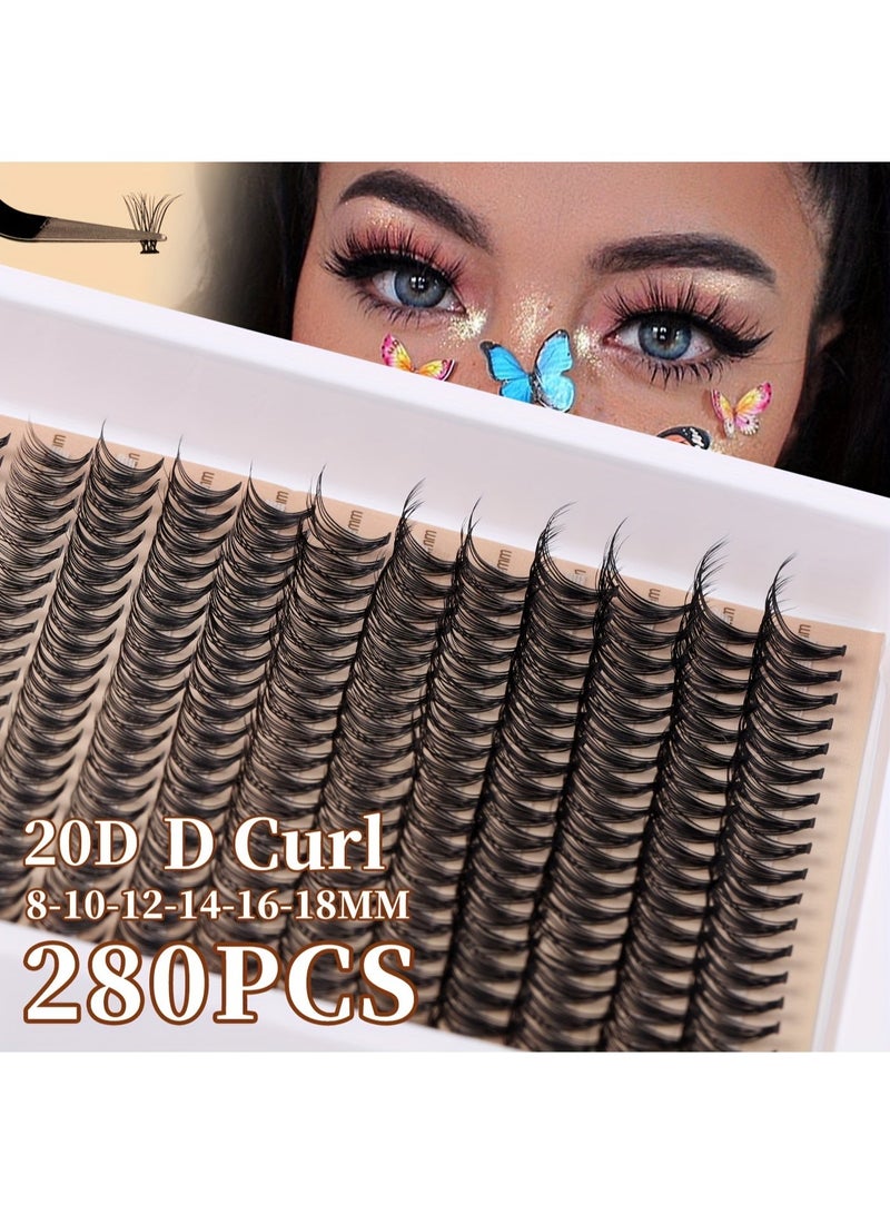 كمايو طقم رموش صناعية 280 عنقوداً بتصميم 20D وتقوس D، أطوال مختلطة 8-18 مم، رموش فردية طبيعية بأسلوب الدمية قابلة لإعادة الاستخدام للمبتدئات - Image 4