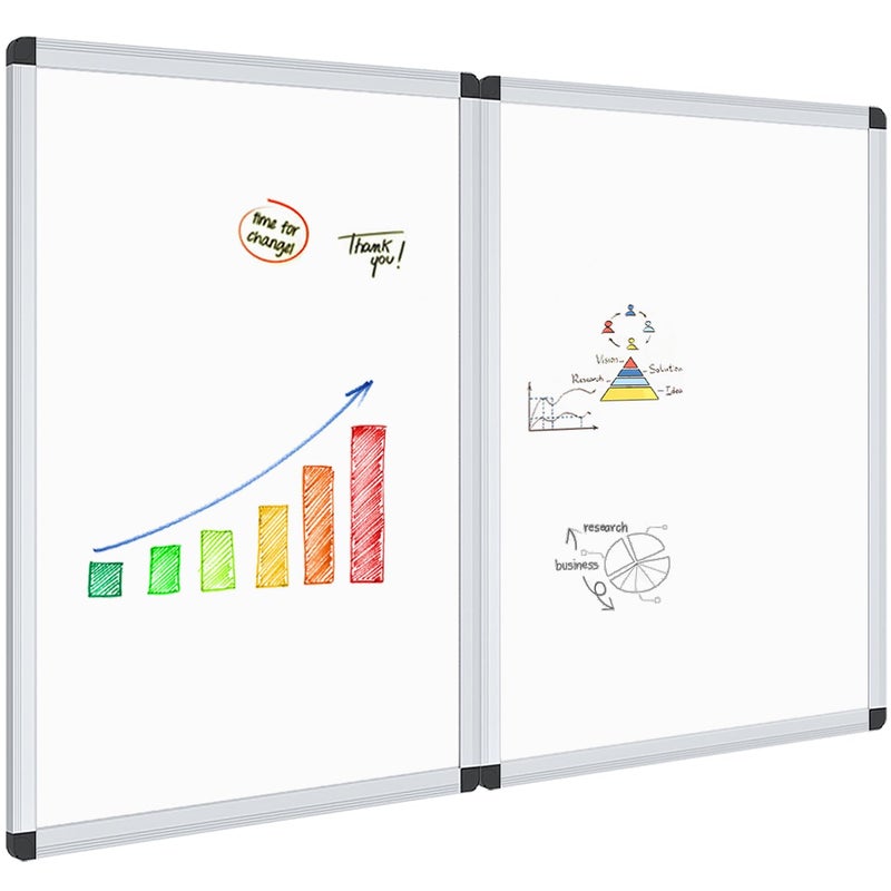 VIZ-PRO لوحة بيضاء جافة مغناطيسية VIZ-PRO، 36 × 24 بوصة، عبوة من 2، إطار ألمنيوم فضي - Image 1