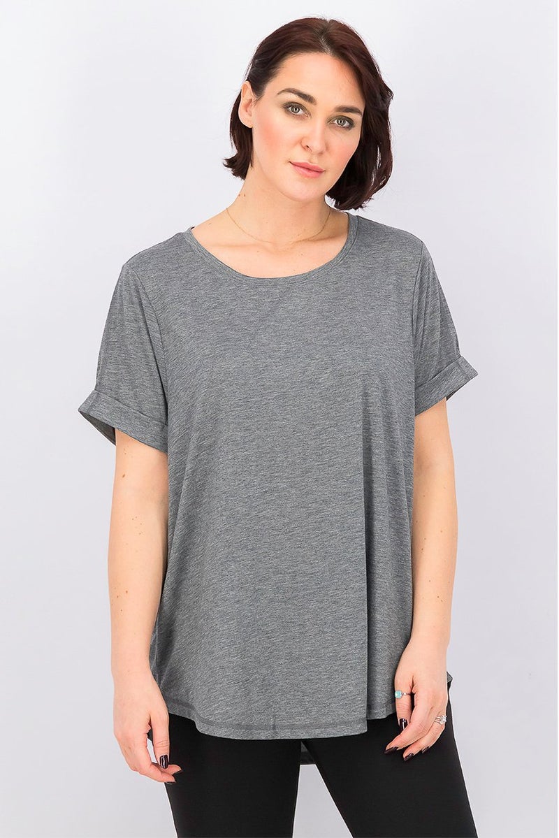 Tchibo Women Sportswear Fit Short Sleeve Training Top, Grey Heather - Image 1