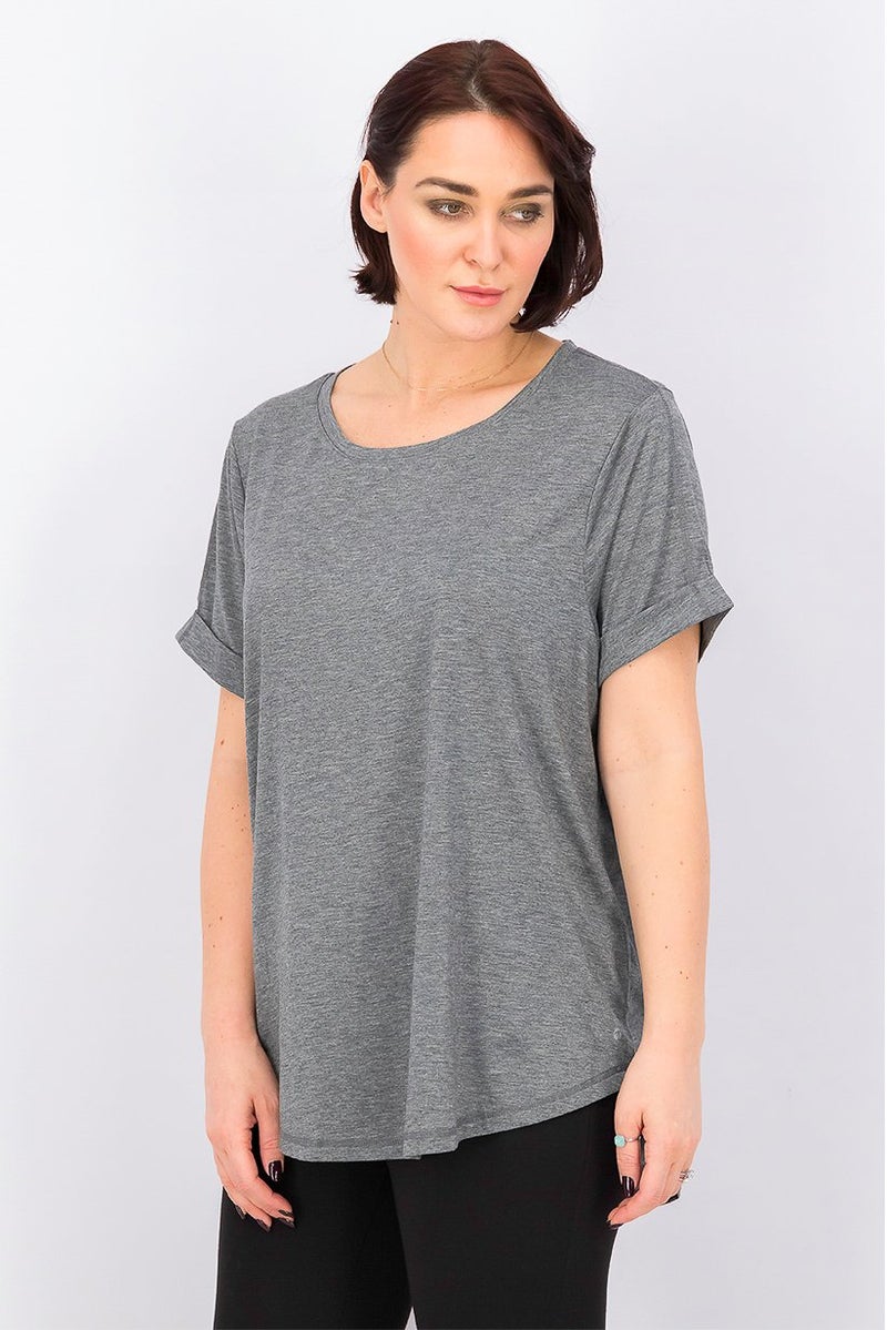 Tchibo Women Sportswear Fit Short Sleeve Training Top, Grey Heather - Image 3