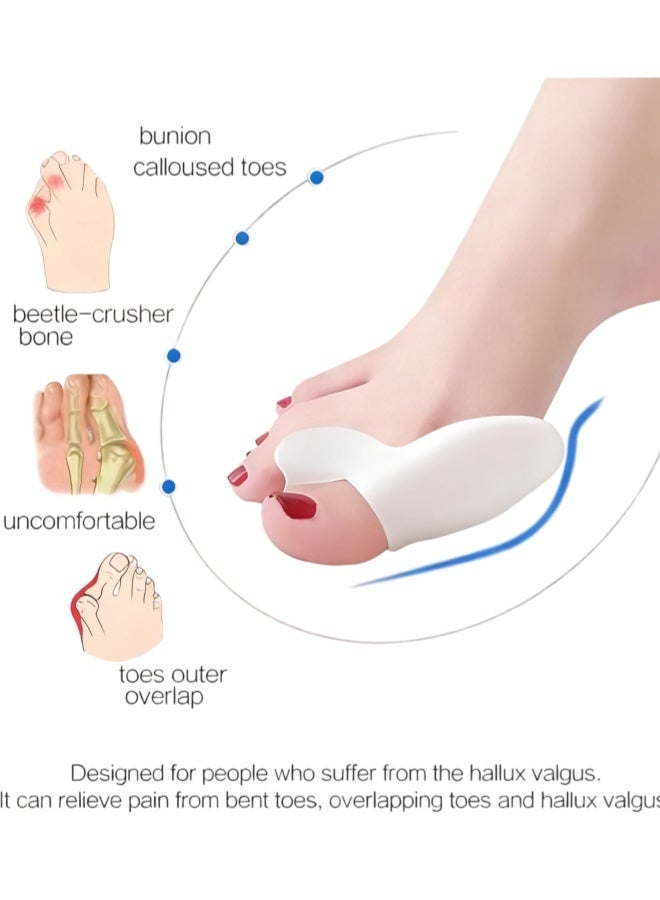 4 Pairs Gel Silicone Bunion Corrector Toe Protector Straightener Separator Bunion Corrector  Bunion Relief Protector Bunion Pads Cushion Bunion Protector For Men Women Kids White and Skin - Image 3