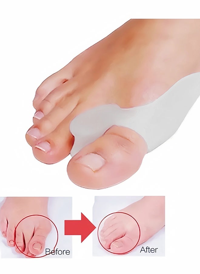 4 Pairs Gel Silicone Bunion Corrector Toe Protector Straightener Separator Bunion Corrector  Bunion Relief Protector Bunion Pads Cushion Bunion Protector For Men Women Kids White and Skin - Image 5
