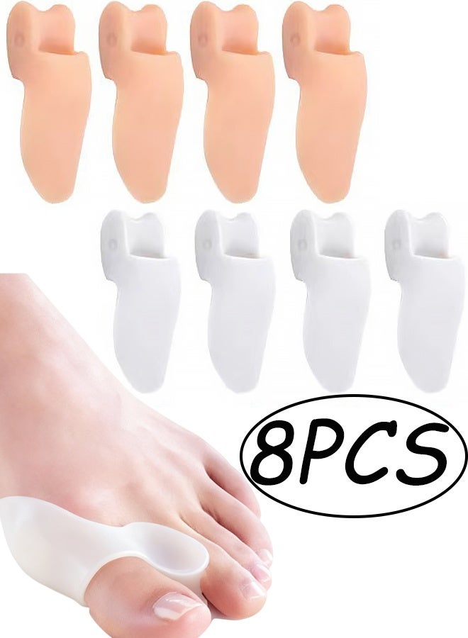 4 Pairs Gel Silicone Bunion Corrector Toe Protector Straightener Separator Bunion Corrector  Bunion Relief Protector Bunion Pads Cushion Bunion Protector For Men Women Kids White and Skin - Image 1