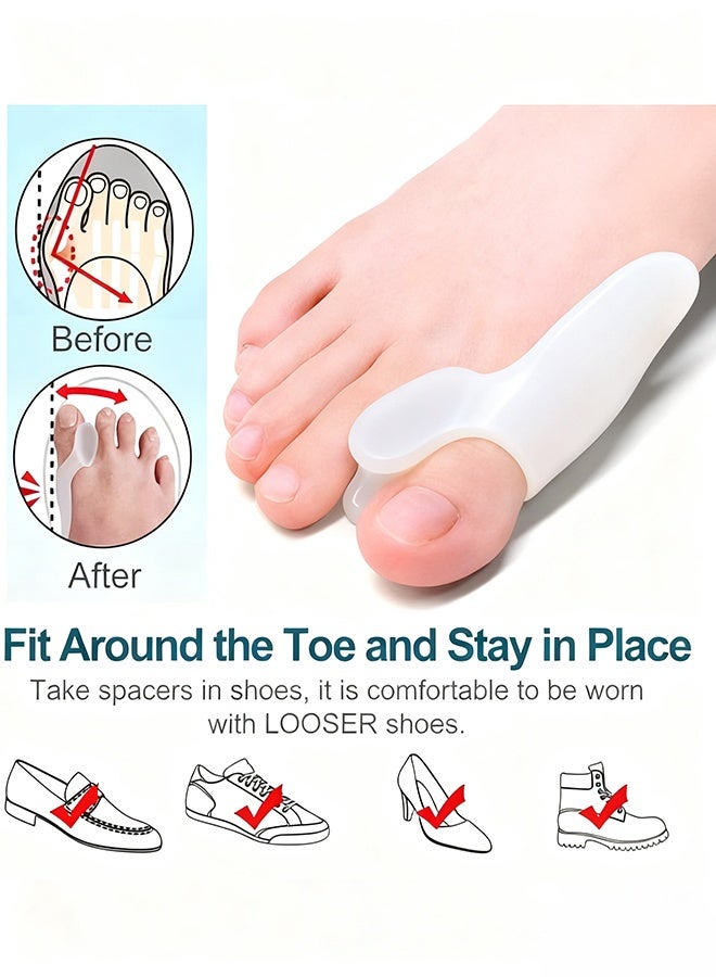 4 Pairs Gel Silicone Bunion Corrector Toe Protector Straightener Separator Bunion Corrector  Bunion Relief Protector Bunion Pads Cushion Bunion Protector For Men Women Kids White and Skin - Image 4
