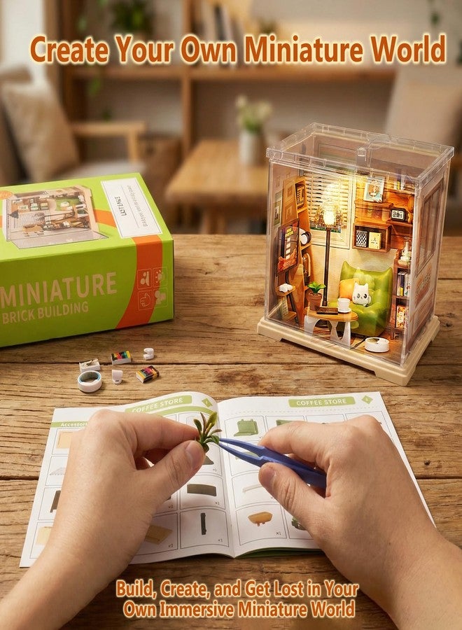 بوسوها مجموعة بناء منزل ريفي مصغر من BUSOHA - منزل صغير مزود بإضاءة LED وغطاء واقٍ من الغبار، منزل صغير مع أثاث للبالغين، مجموعة بناء نموذج بيت الدمى، هدية حرفية صغيرة للنساء والمراهقات - Image 4