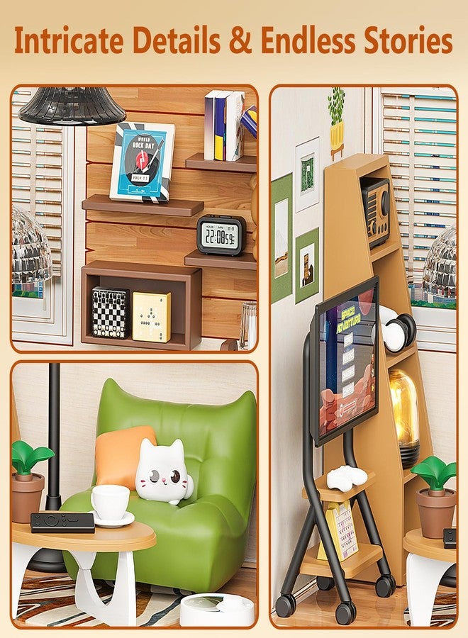 بوسوها مجموعة بناء منزل ريفي مصغر من BUSOHA - منزل صغير مزود بإضاءة LED وغطاء واقٍ من الغبار، منزل صغير مع أثاث للبالغين، مجموعة بناء نموذج بيت الدمى، هدية حرفية صغيرة للنساء والمراهقات - Image 3