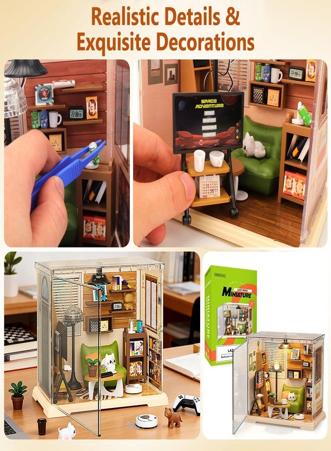 بوسوها مجموعة بناء منزل ريفي مصغر من BUSOHA - منزل صغير مزود بإضاءة LED وغطاء واقٍ من الغبار، منزل صغير مع أثاث للبالغين، مجموعة بناء نموذج بيت الدمى، هدية حرفية صغيرة للنساء والمراهقات - Image 5