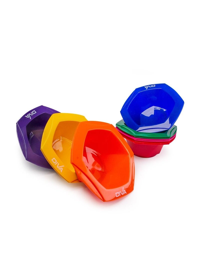 Diva Rainbow Tint Bowl Set - 7 Pieces, Multi-Colored Hair Coloring Bowls - Image 2