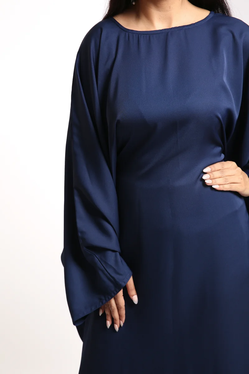 Nikias  Navy blue Butterfly abaya in nida fabric with elegant look. for Women | Best Price UAE