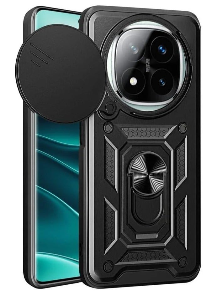 general Compatible with Xiaomi Redmi Note 14 Pro Plus Case, Case with Slide Camera Cover Heavy Duty Shockproof Magnetic Ring Holder Kickstand Case for Redmi Note 14 Pro+ - Image 1