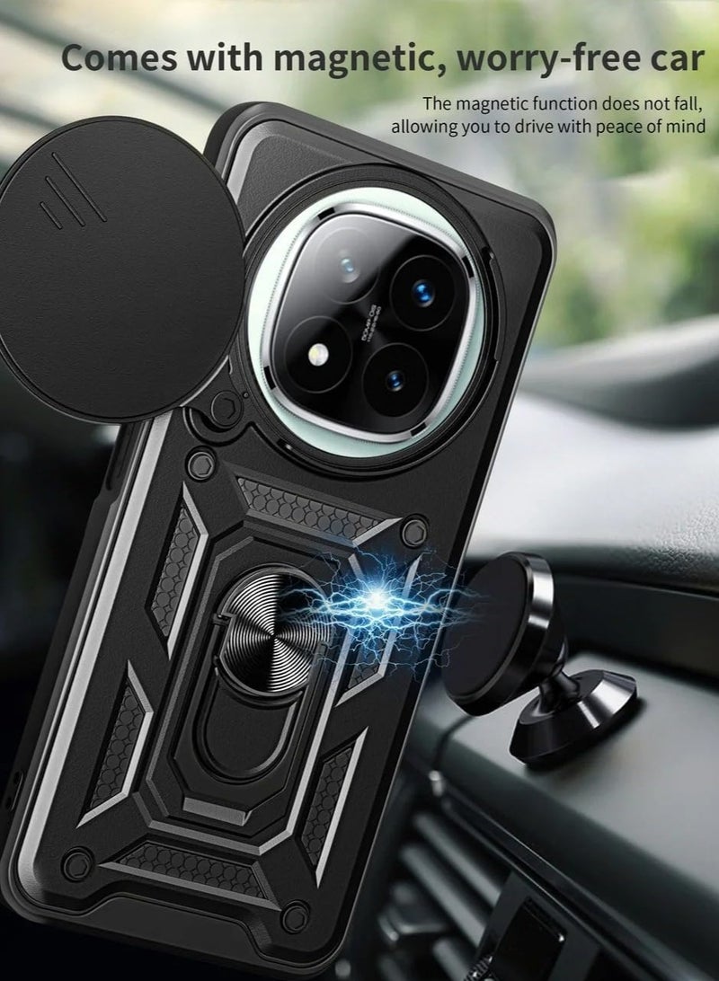 general Compatible with Xiaomi Redmi Note 14 Pro Plus Case, Case with Slide Camera Cover Heavy Duty Shockproof Magnetic Ring Holder Kickstand Case for Redmi Note 14 Pro+ - Image 3