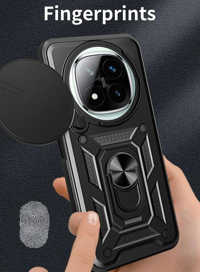 general Compatible with Xiaomi Redmi Note 14 Pro Plus Case, Case with Slide Camera Cover Heavy Duty Shockproof Magnetic Ring Holder Kickstand Case for Redmi Note 14 Pro+ - Image 5