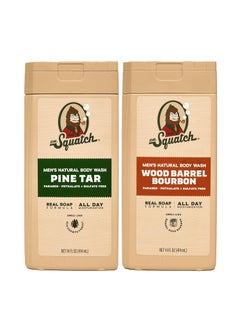 Dr. Squatch Dr Squatch NEW Natural Body Wash for Men  NonExfoliating  Pine Tar  Wood Barrel Bourbon 14 oz 2 Pack 