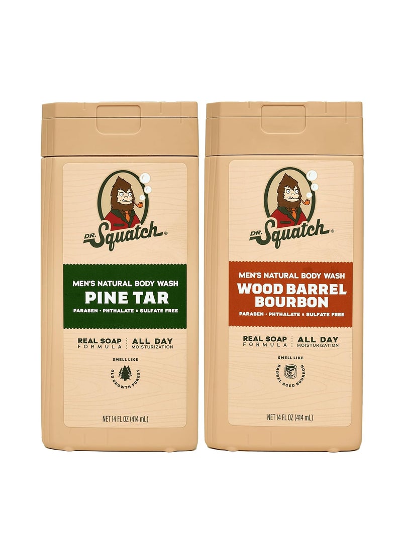 Dr. Squatch Dr Squatch NEW Natural Body Wash for Men  NonExfoliating  Pine Tar  Wood Barrel Bourbon 14 oz 2 Pack 
