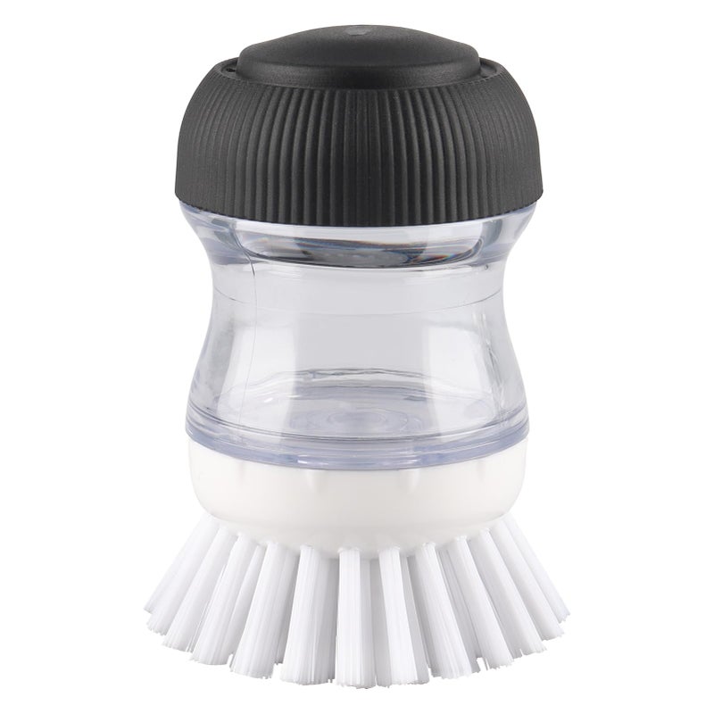 OYV Soap Dispensing Palm Brush, Dish Brush Set with Silicone Drip Tray and One Refill, Kitchen Dish Scrub Brush for Cleaning Pots, Pans, Sinks - Image 1