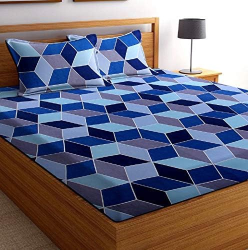 BSB HOME Glace Cotton 160 TC Football Printed Double Bedsheets with 2 King Size Pillow Cover 90X90 Inches 7 x 75 Feet Blue and Grey - Image 3