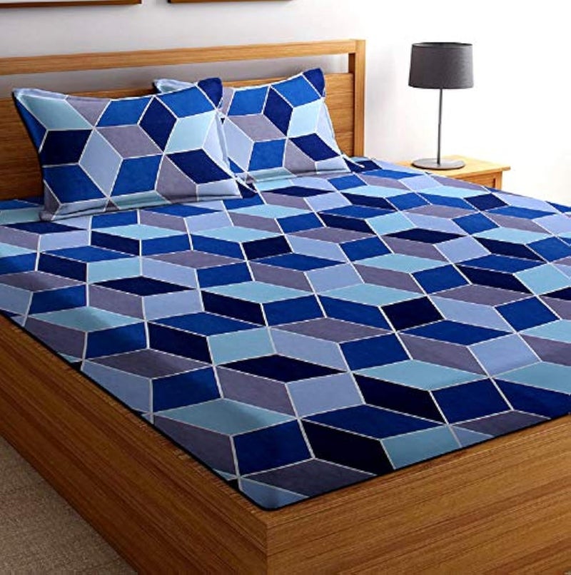 BSB HOME Glace Cotton 160 TC Football Printed Double Bedsheets with 2 King Size Pillow Cover 90X90 Inches 7 x 75 Feet Blue and Grey - Image 2