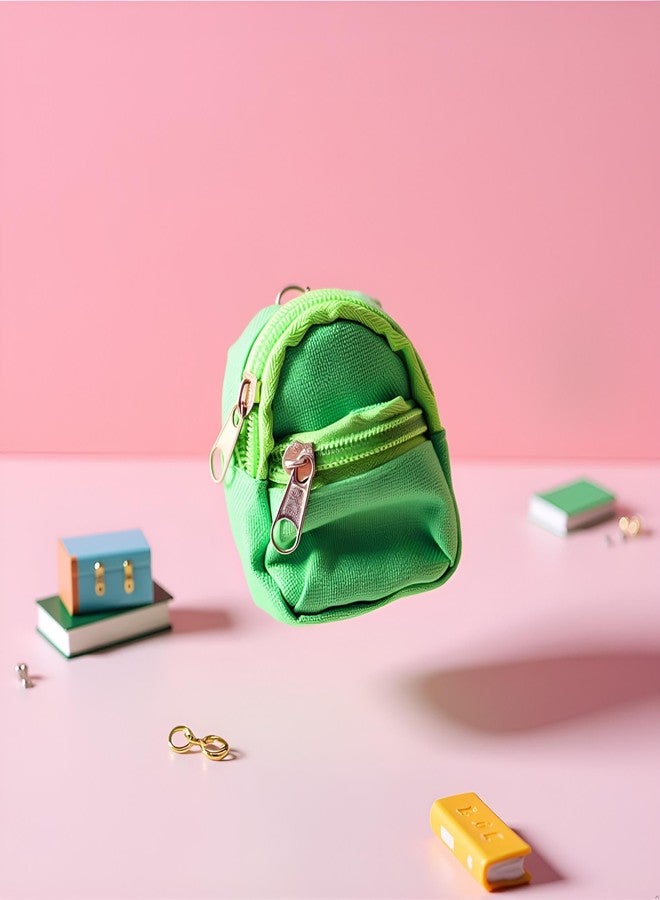 SquarezhenBo Mini Doll Zipper Backpack,Cute School Bag Model Dollhouse School Accessory for 1/6 Scale Dollhouse,Dolls Accessories Costume Ornament Photography Props,Keys Purse Dollhouse Accessories (Green) - Image 2
