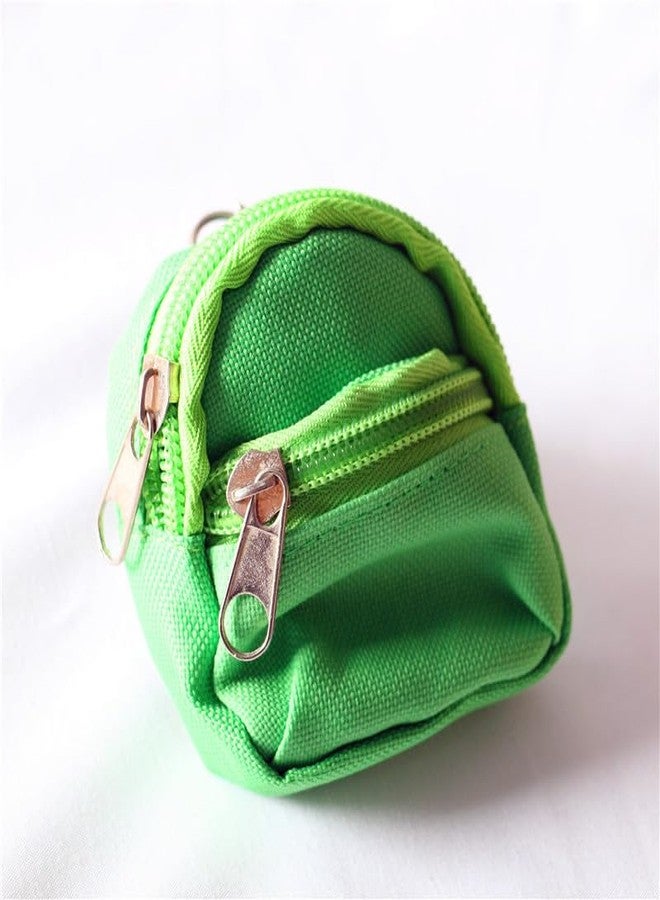 SquarezhenBo Mini Doll Zipper Backpack,Cute School Bag Model Dollhouse School Accessory for 1/6 Scale Dollhouse,Dolls Accessories Costume Ornament Photography Props,Keys Purse Dollhouse Accessories (Green) - Image 1