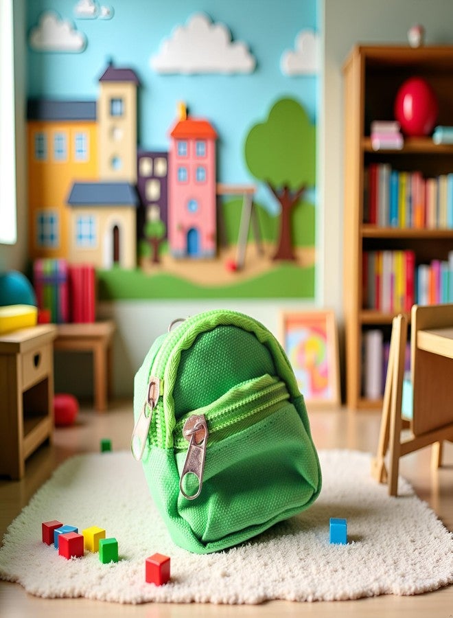 SquarezhenBo Mini Doll Zipper Backpack,Cute School Bag Model Dollhouse School Accessory for 1/6 Scale Dollhouse,Dolls Accessories Costume Ornament Photography Props,Keys Purse Dollhouse Accessories (Green) - Image 3