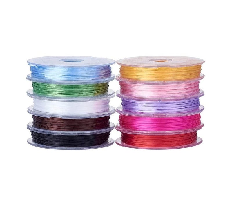 KRAFTMASTERS� 10 Pcs Mixed Color Crystal Elastic Strong Stretchy Beading Thread String (0.8 MM) - Image 2
