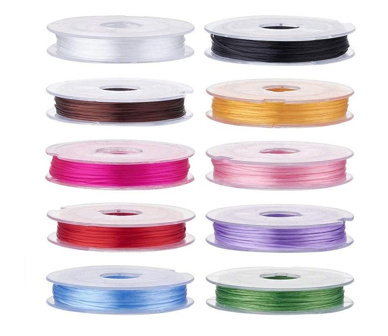 KRAFTMASTERS� 10 Pcs Mixed Color Crystal Elastic Strong Stretchy Beading Thread String (0.8 MM) - Image 3